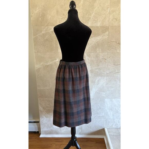 VTG Pendleton Plaid Wool Blazer Skirt Set - Small Brown USA Dark Academia Preppy - Picture 12 of 15